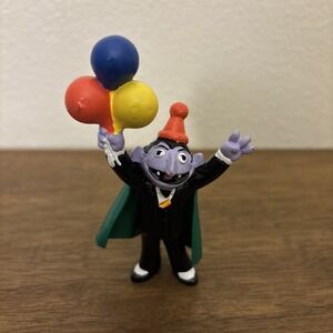 Vintage Sesame Street Muppets Applause The Count w/ Balloons 3.75" PVC Figure